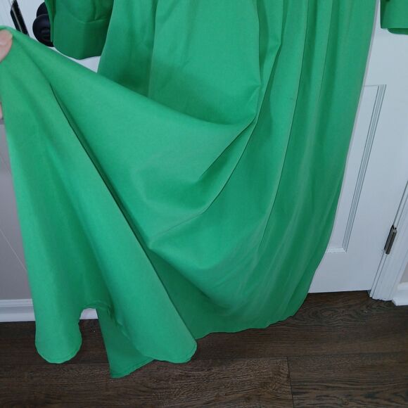 Women's Green Collared Shirt Dress Long Sleeve Midi Pleated Dress By UOOZEE - Picture 13 of 16